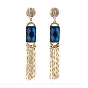 Sapphire Tassle Chain Eartings